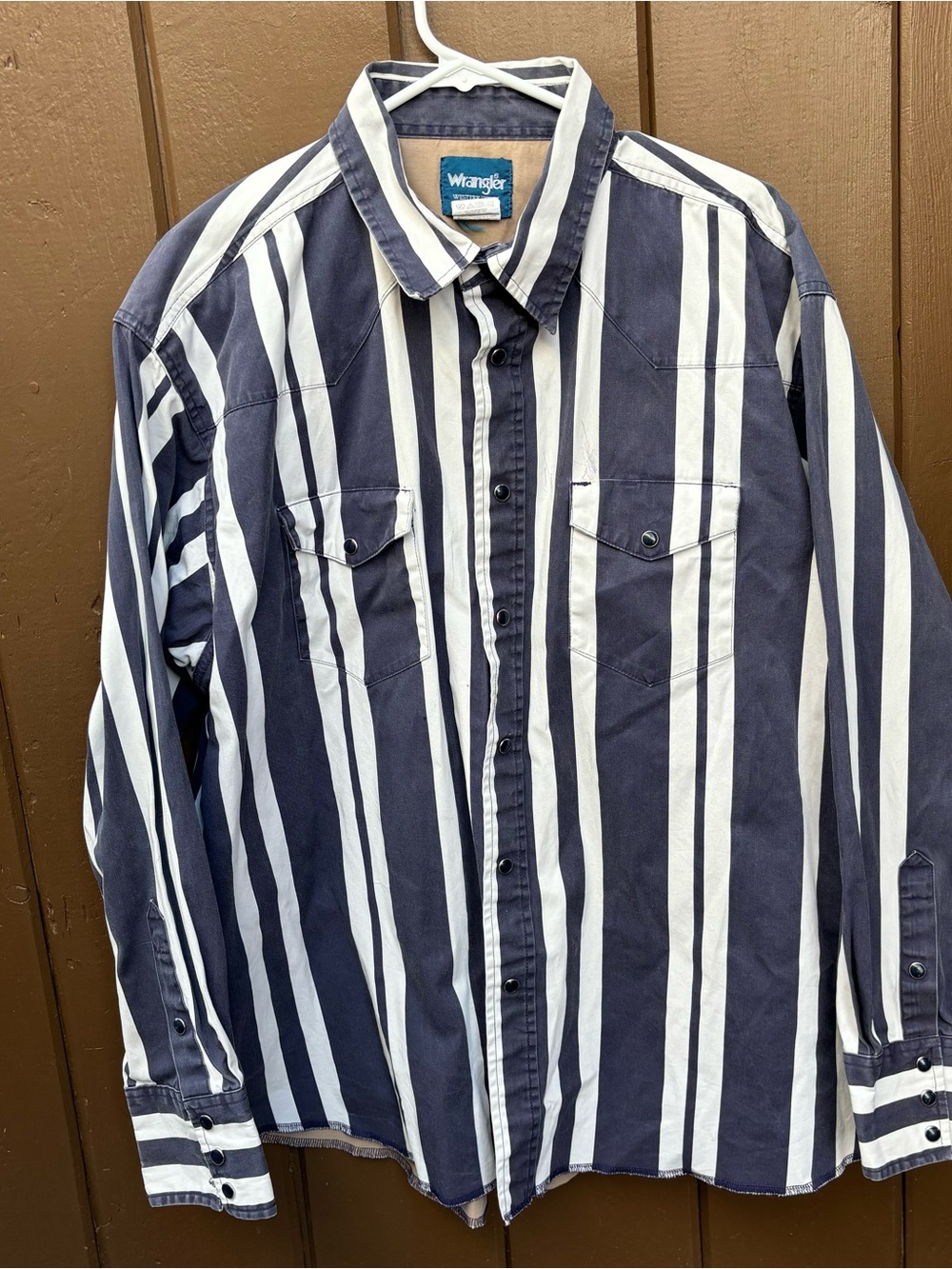 Vintage Wrangler Men’s Pearl Snap Long Sleeve Western Cowboy Striped Men’s XXL